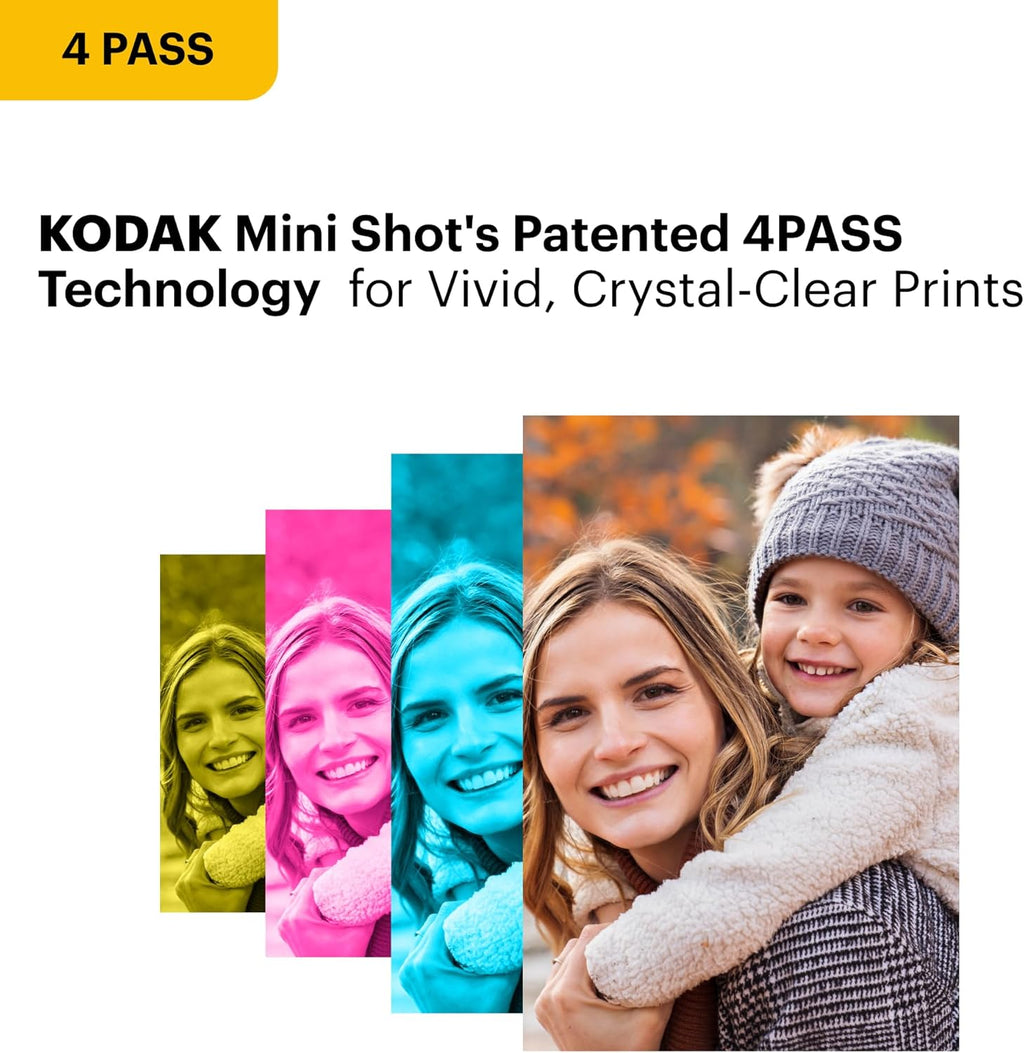 Mini 2 Retro 2.1X3.4” Portable Instant Photo Printer, Wireless Connection, Compatible with Ios, Android & Bluetooth, Real Photo, 4Pass Technology & Lamination Process, Premium Quality- Black